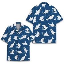 Cool Shark Sea Hawaiian Shirts for Men Women Size S - 5XL Summer Beach
