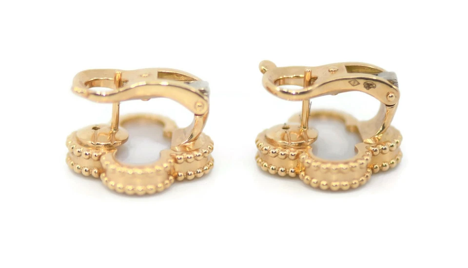 Brincos vintage de ouro amarelo 18K Van Cleef & Arpels Alhambra - Imagem 3 de 4