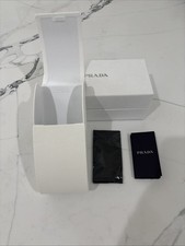 Prada White Leather sunglasses case/box  Lens cleaning cloth