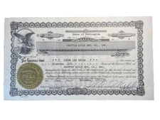 1967 Seattle Quilt MFG. Co., Inc. Stock Certificate #39, (Washington State)