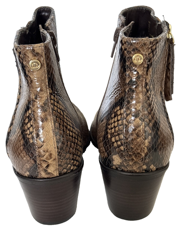 DUNE Camel Brown Reptile Leather Cowboy Ankle Boot Mid Block Cuban Heel Uk 5 - Picture 11 of 20