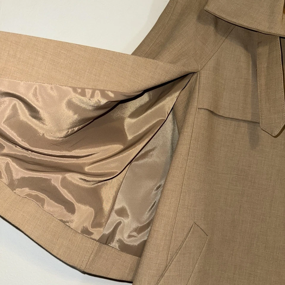 NEW ANN TAYLOR Women Beige Khaki Button Cape Trench Coat Size XS/S - Image 2 of 4