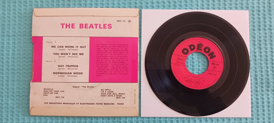 The BEATLES WE CAN WORK IT OUT DAY TRIPPER 45 Tours EP Vinyle MEO 107 ODEON - Photo 3/4