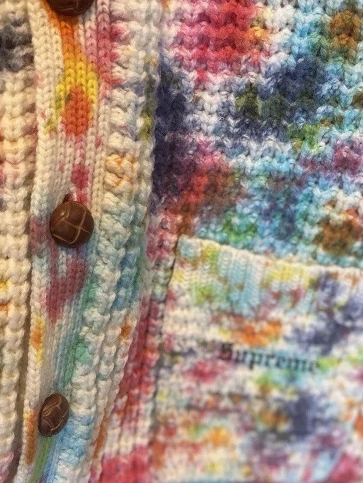 🎨 Supreme Waffle Knit Cardigan Multicolor Wool FW21 Box Logo L BNWT Rare - Image 4 of 4