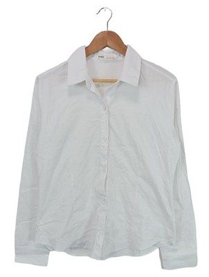 PULL & BEAR Langarmhemd Damen Hemd Gr. DE 42 weiß Business-Look