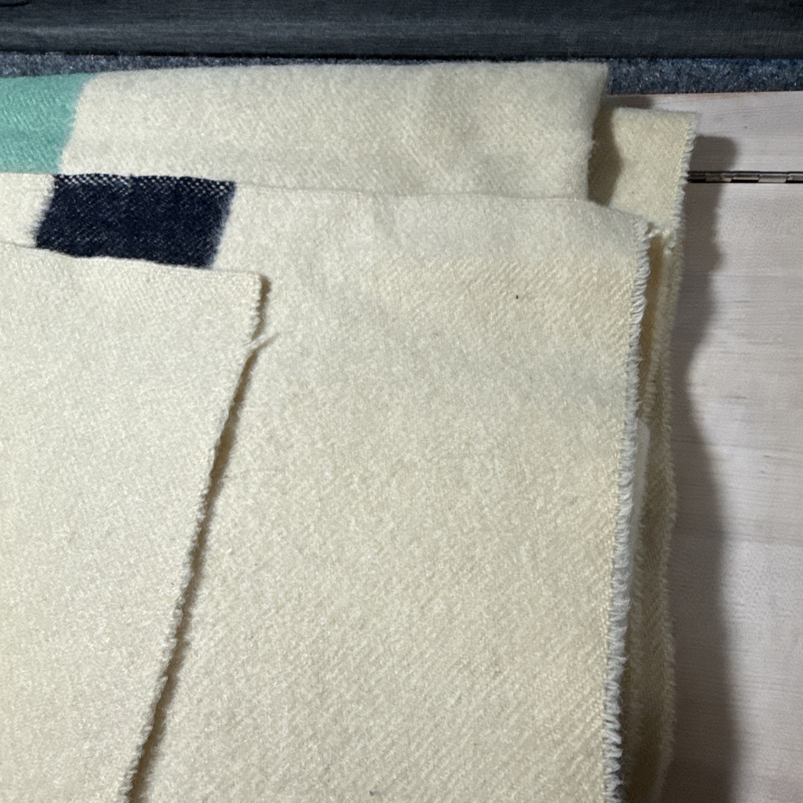 Vintage Hudson Bay Orange Label 4 Point Wool Blanket 88” X 70”Raw Edge Multi