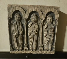 VTG ABBEY PRESS WALL HANGING St. Meinrad Carved 1970s Decor Plaque MCM