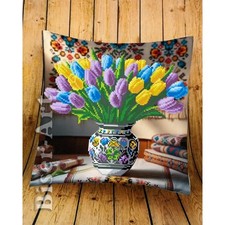 Bead Embroidery Kit Pillow  ase Tulips DIY Needlepoint Beadwork 2929713