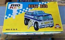 Busy Bus One Greyhound Bus Big Key Wind-Up Tin Toy Box Asahi Japan NIB