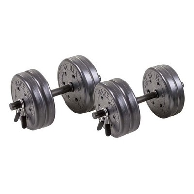 US Weight Adjustable 42 lb Dumbbell Set w/ Spring Clips, 14'' Knurled Bars