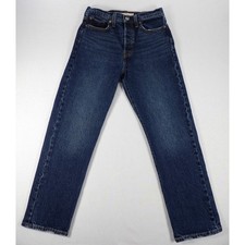 Levi's Wedgie Straight Jeans Womens 26 Blue Button up Dark Wash High Rise Denim
