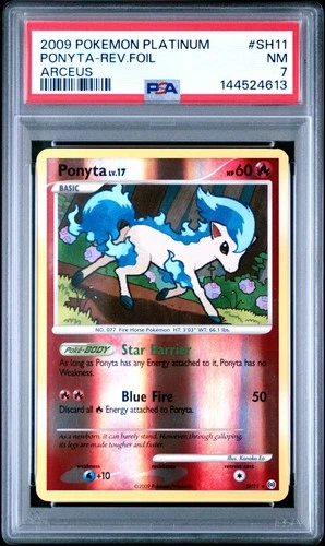 2009 POKEMON PLATINUM ARCEUS #SH11 PONYTA-REVERSE FOIL PSA 7