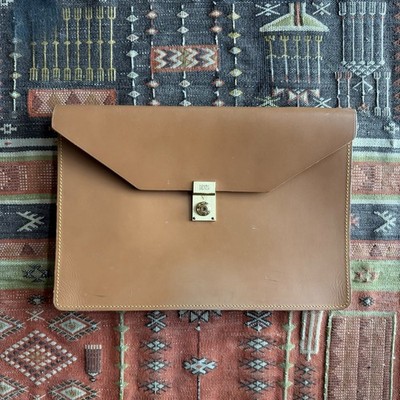 Vintage Dents England Handmade Natural Leather Folio Document Holder