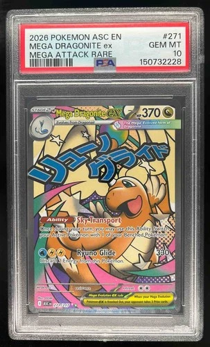 2026 Pokemon Ascended Heroes Mega Dragonite ex Mega Attack Rare #271/217 PSA 10