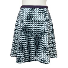 Boden Retro Mod Skirt Geometric Print Sz 8R Blue A-Line Mini Cotton