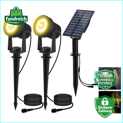 Solar Gartenleuchte 2 Stück IP65 Wasserdicht LED mit 2 Helligkeitsstufen 3000K