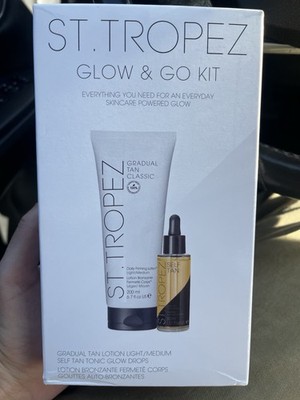 St. Tropez Glow & Go Kit   Gradual Tan Lotion Light/Medium + Self Tan Glow Drops