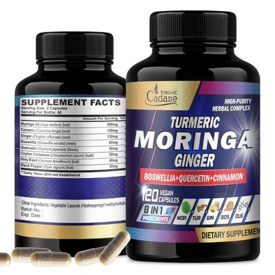 Cadane Moringa Capsules with Turmeric, Boswellia, 120 Count (Pack of 1) 
