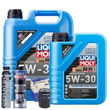 Motoröl 5W30 LIQUI MOLY Longtime High Tech 6L+MAHLE Ölfilter +Spülung +Cera Tec