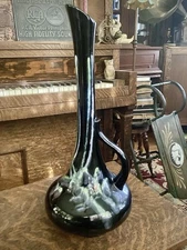 Royal Haeger Large Vase Ebony Cascade Black Glaze Mid Century Modern 19” #408