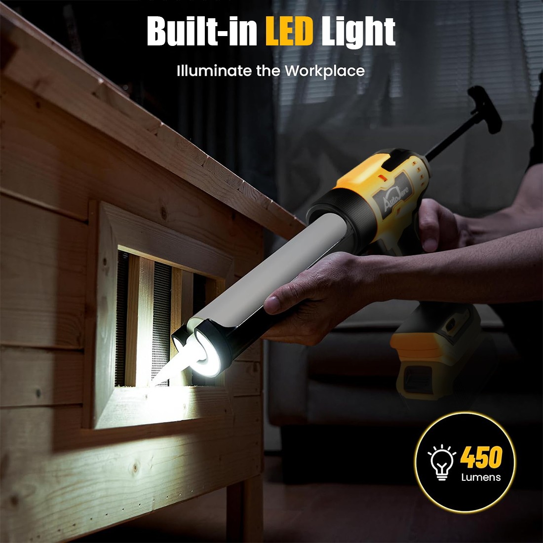 Cordless Caulking Gun for Dewalt 20V Max Battery,10 Oz 6 Speed for Sealing