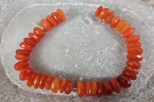 Natural Carnelian Faceted Rondelle Gemstone Beads Strand
