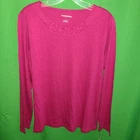 5615) NWT TALBOTS large pink pullover tee cotton knit top neckline detail new