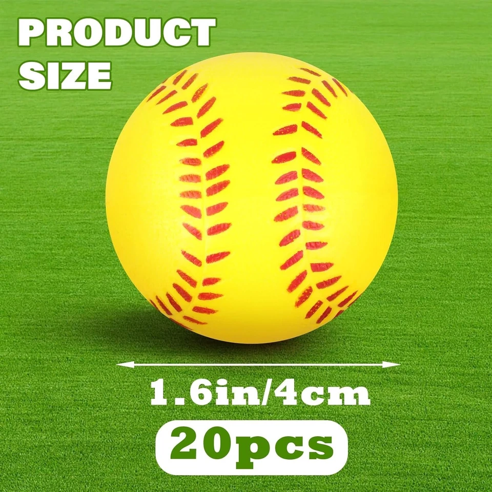 Atiloy 20 PIEZAS Mini Softbol Estrés Pelota Espuma Deportes Pelotas Fiesta Favor Pequeño Bajo Foto 3 de 4