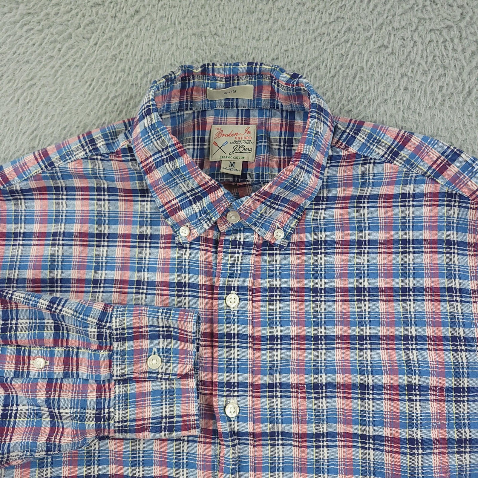 J.Crew Broken-In Oxford Shirt Mens Medium Multicolor Plaid Slim Fit Long Sleeve
