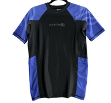 SANABUL Men Rash Guard Short Sleeve Compression Top Sz M Blue Black Swim 60-17