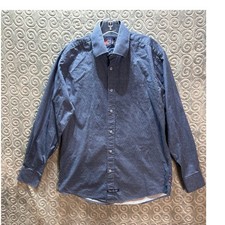 English Laundry Men's Blue Print Dress Shirt Size 16 34/35