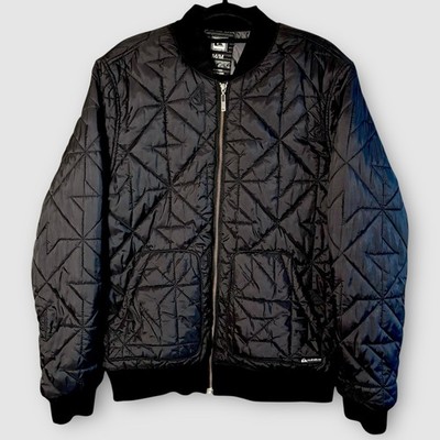 Quiksilver Quilted Nylon Bomber Jacket Black Lightweight Men's Size M