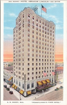 Hotel Abraham Lincoln Reading PA Postcard E.C. Kropp Co. Vintage Unposted