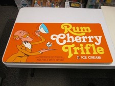 Baskin Robbins ice cream 1980 RUM CHERRY TRIFLE store display sign poster butler
