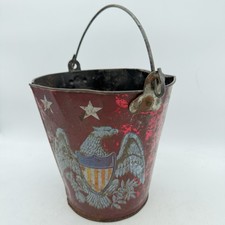 Vintage Ohio Art Tin Litho Sand Pail With Wire Bail Handle READ