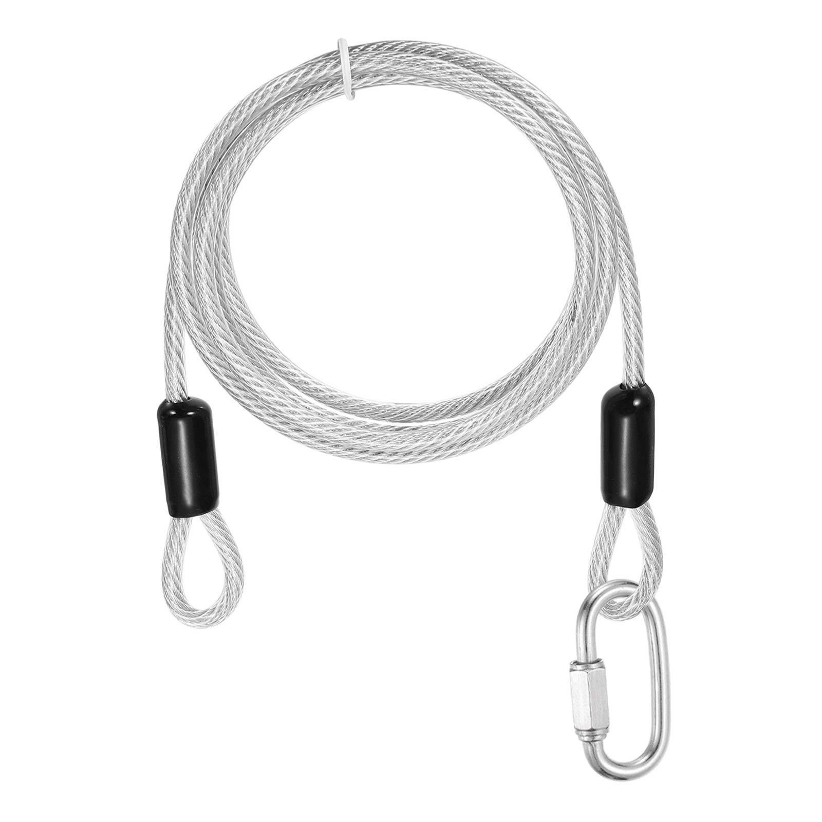 1Set 3/16" Dia 4.9ft Security Steel Cable with Loops Clear + Quick Links