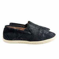 Joie Kidmore Leather Snakeskin Embossed Slip-On Sneaker Black Women s Size 6