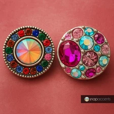 Colorful Snap Jewelry Ginger Charm 18MM Rhinestone Antique Faceted Snap Button