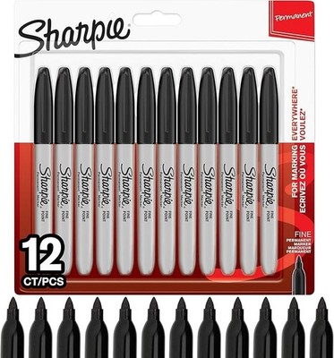 Zwölf 12 Sharpie schwarze permanente neue Stifte, versiegelt schnelle Lieferung 