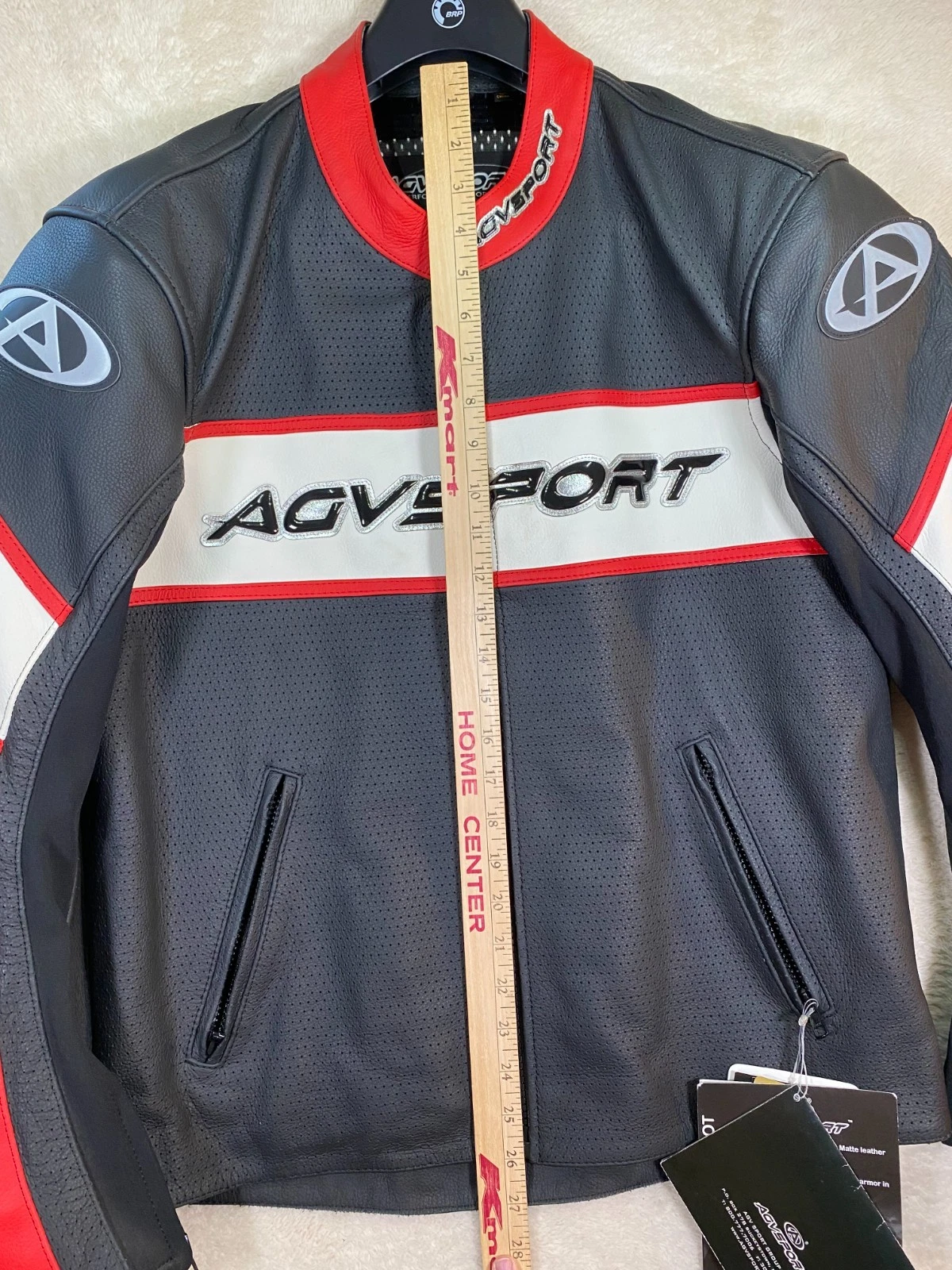 AGV Sport Pilot Vented Leather Motorcycle Jacket Size 46 Black Red Armored NWT image 19