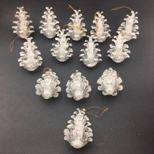 13 Acrylic Plastic Clear Christmas Tree Table Top or Light Up Ornaments Vintage