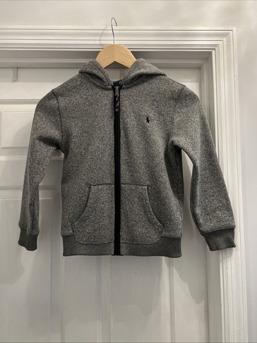 Polo Ralph Lauren Gray Zip Knit Sweater Hoodie Youth Size 8 School Travel Walk