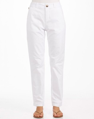 new FRESH PRODUCE Large White Calista Ankle Pants cotton/spandex Broadcloth 29''L