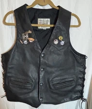 Vintage Motorcycle Open Road  Wilsons Leather Mens  Embossed Eagle w/Pins Sz. M