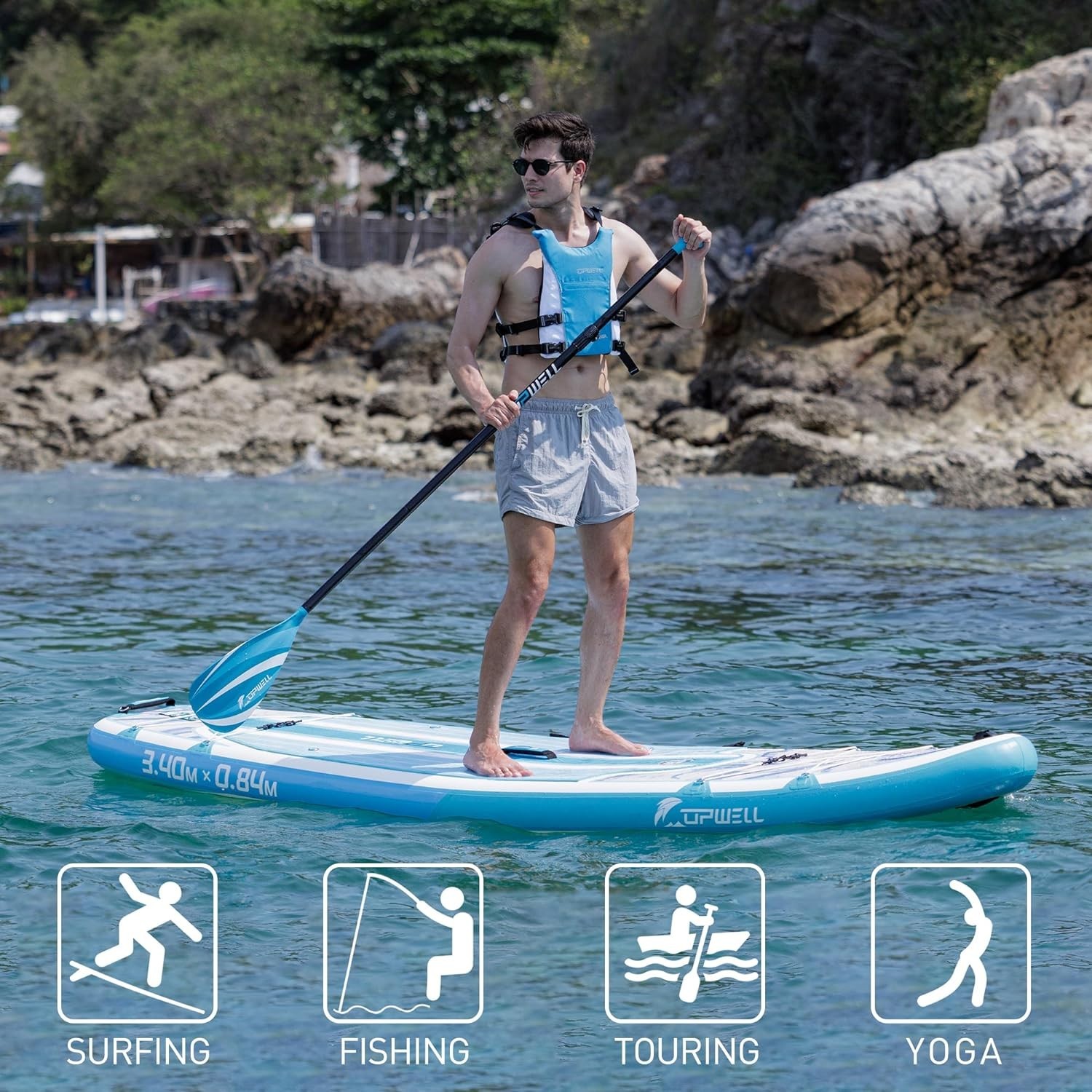 11’2”x33”x6” Inflatable Stand Up Paddle Board with SUP Accessories