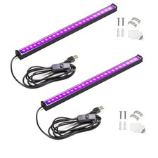 2 Pack 1Ft USB Black Light Bar 10W UV LED Blacklight Strip Lights for Party
