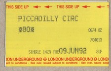 Piccadilly Circus 02 - UTS London Underground ticket  - London W1J Picc/Bakerloo