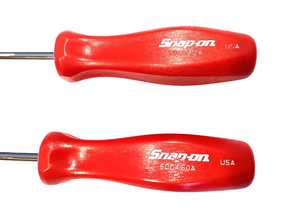 Snap On 2 Piece RED Hard Handle Xtra Long Screwdriver Set SDDP162A SDD4160A MINT - Image 4 of 4