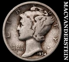 1934 Silver Mercury Dime - Scarce  Better Date  No Reserve  #i4986
