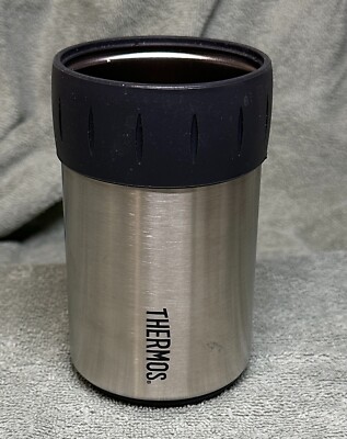 12 oz Insulated Stainless Steel Thermos Beverage Can Insulator, Silver/Gray 